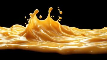 Golden Liquid Splashing and Rippling on Black Background photo