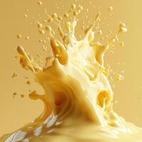A Golden Liquid Splashing and Creating a Whirlwind of Droplets photo