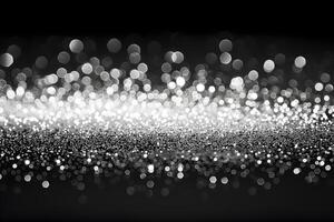 Elegant Abstract Sparkling White Bokeh on Black Background for Festive Designs photo