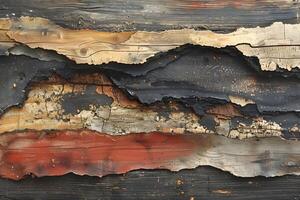 Abstract Texture of Weathered and Burnt Wood Layers for Artistic Background Design photo