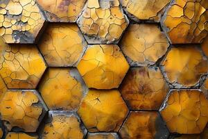 Textured Abstract Honeycomb Pattern with Cracked Surfaces for Design and Backgrounds photo
