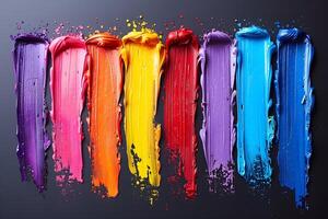 Vibrant Color Palette Strokes on Dark Background for Art and Design Concepts photo