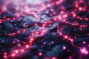 Futuristic Digital Grid with Glowing Nodes and Circuits for Technology Design photo