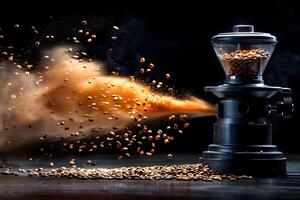 Dynamic Coffee Explosion with Grinder - Energetic Beverage Concept for Creative Design photo