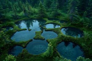 Tranquil Forest Pools Reflection in Hidden Wilderness Oasis for Nature Photography photo