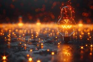 Conceptual Light Bulb with Glowing Network for Innovation and Technology Design photo
