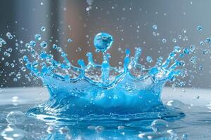Vivid Blue Water Splash Creating Dynamic Motion and Energy for Design Projects photo