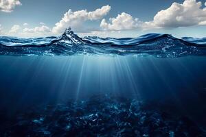 Tranquil Ocean View with Sunlit Underwater Scene for Nature and Marine Design photo