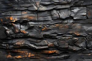 Abstract Texture of Charred Wood with Fiery Hues for Design and Background photo