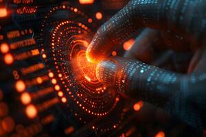 Futuristic Touchscreen Interface with Dynamic Digital Visualization for Tech Innovation photo