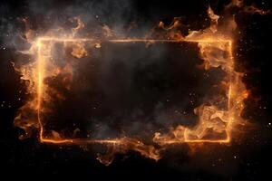 Fiery Frame with Dramatic Flames and Smoke for Design and Visualization photo