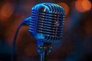 Retro Style Microphone with Warm Bokeh in Professional Studio Setting photo