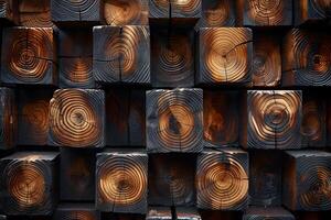 Stacked Wooden Cubes with Unique Grain Patterns for Architectural Design Projects photo