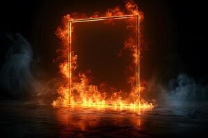 Fiery Frame on Reflective Surface - Abstract Design for Posters and Digital Art photo