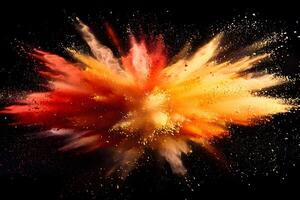 Vibrant Explosion of Colorful Powder in Dynamic Motion for Artistic Design photo