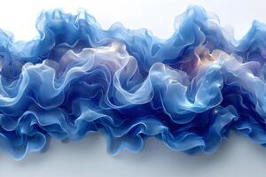 Abstract Waves of Blue Fabric with Light Effects for Artistic Design photo
