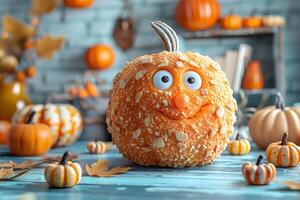 Whimsical Pumpkin Display for Fun Autumn and Halloween Decor Ideas photo