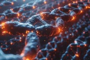 Futuristic DNA Structure with Glowing Elements for Science and Technology Concepts photo