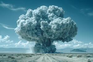Dramatic Explosion Cloudscape in Remote Desert Landscape for Impactful Visual Art photo