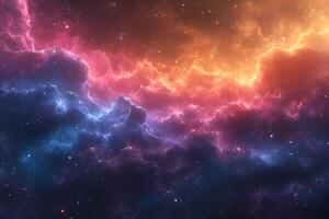 Vibrant Cosmic Nebula with Colorful Clouds and Stars Ideal for Space-Themed Decor and Design photo