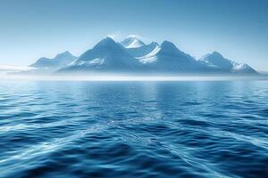 Serenity of Pristine Icebergs in Tranquil Arctic Waters under Clear Skies photo