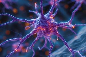 Neural Network Connection Visualizing Neuron Activity with Glowing Synapses for Scientific Illustration photo