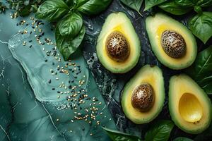 Fresh Avocado and Herb Composition for Culinary and Health Inspiration photo
