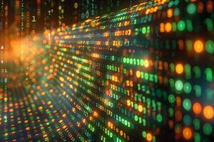 Abstract Digital Data Landscape with Binary Code for Technology and Innovation photo