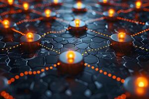 Futuristic Technology Network with Glowing Circuitry Elements for Digital Innovation photo