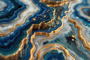 Abstract Geode Pattern with Blue and Gold Layers for Artistic Design photo