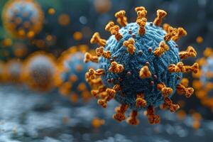 Microscopic View of Virus Structure with Spiked Protein Details photo