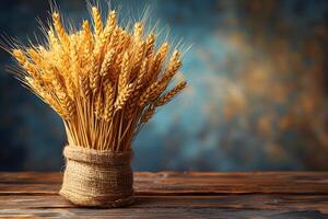 Bountiful Harvest of Wheat Stalks for Rustic Decor or Agricultural Themes photo