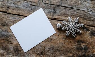 The snowflake is surrounded by a small ball, and the paper is blank photo