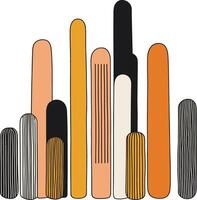 Abstract Hand-Drawn Colorful Vertical Shapes Illustration - Modern Art Design vector