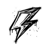 Spray painted graffiti Electric lightning flash, Lightning bolt in black over white. Drops of sprayed thunder bolt symbol. isolated on white background vector
