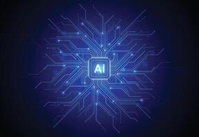 Artificial intelligence chipset on circuit board in futuristic concept technology artwork for web, banner, card, cover vector