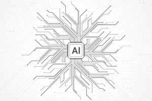 Artificial intelligence circuit line style. Machine learning design. Smart network digital technology vector