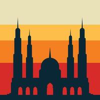 Ramadan background of silhouette mosque in sunset for islamic design vector