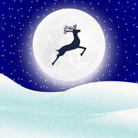 Reindeer silhouette the background of the moon vector