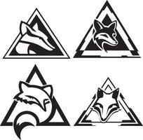 A set of fox head image with triangle, fox head logo vector