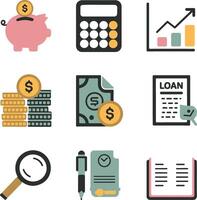 A set of nine financial management icons vector