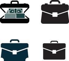 A flat, simplistic briefcase with a handle, ideal for business, corporate, or freelance-related icons. vector
