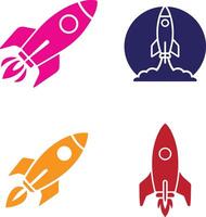A silhouette style flat icon of a sleek, modern rocket with clean lines. vector