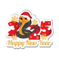 Sticker with simbol of the 2025 year. Cute snake on white background. vector