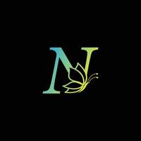 N butterfly Logo Design illustration template, N butterfly logo vector