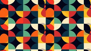 Geometric abstract seamless pattern with colorful rounded tiles endless ornament texture photo