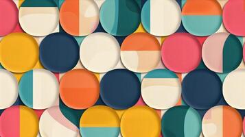 Geometric abstract seamless pattern with colorful rounded tiles endless ornament texture photo
