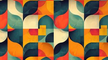 Geometric abstract seamless pattern with colorful rounded tiles endless ornament texture photo