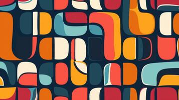 Geometric abstract seamless pattern with colorful rounded tiles endless ornament texture photo