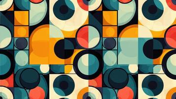 Geometric abstract seamless pattern with colorful rounded tiles endless ornament texture photo